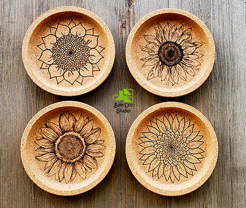 Sunflowers Cork Coaster Set